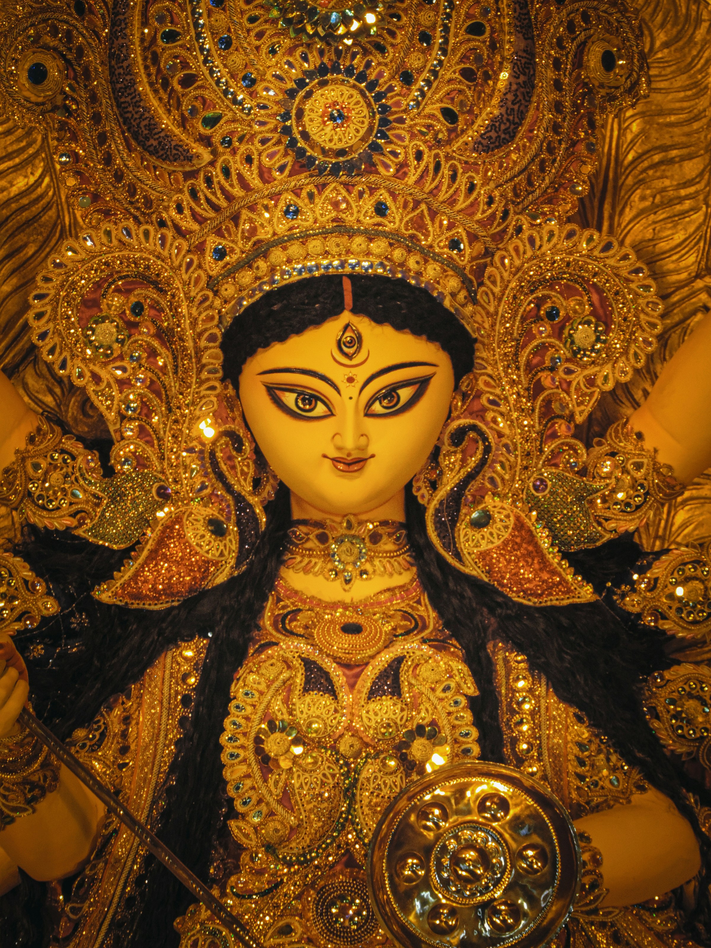 Illuminated Puja pandal for Ashtami